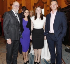 NO REPRO FEE 26/09/2018 National Recruitment Federation Fellowship event. Pictured are (LtoR) Conor Crowley, Aine McGroarty, Caroline Kelly and Stephen Jones at the National Recruitment Federation Fellowship event in The Shelbourne Hotel. Photo: Sasko Lazarov/Photocall Ireland