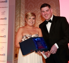 Amy Corr from Manpower accepts the award for top gradute of the NRF programme from NRF Vice President Frank Farrelly