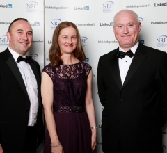 The judges of the NRF awards attend the gala prize giving in the Shelbourne, David Farrelly, Elizabeth McHenry and Dermot Rice