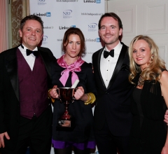 Winner of Agency of the year for 30 staff or less, Brian McFaden, Jane Gormley and Gerard Doyle from Recruiters with Sponor Claire Fagan from Icon Accounting